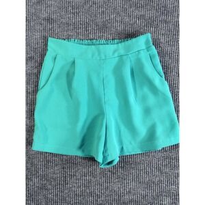 HUDSON GRAY Chino Shorts Green High‎ Rise Pleated Elastic Waist Pull On S Women